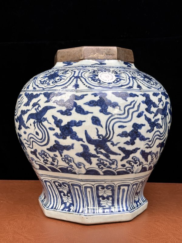 明嘉靖 青花云凤纹大罐 - 图7
