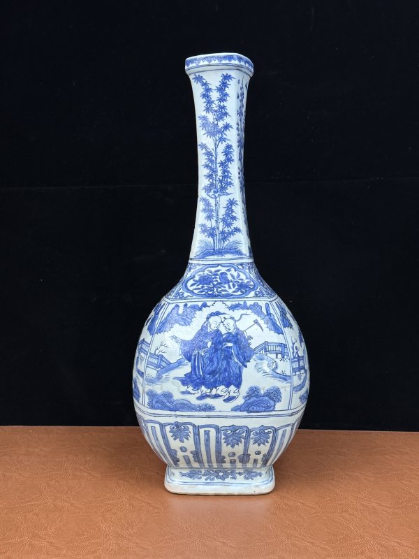 明嘉靖 青花八仙人物图长颈瓶 - 图9