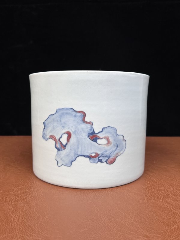 清 青花釉里红童子戏虎图大笔筒 - 图6