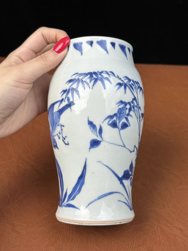 明崇祯 青花花鸟纹莲子罐 - 图12