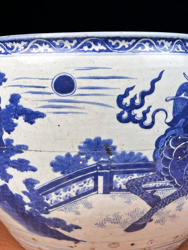 明嘉靖  青花威凤祥麟元宝缸 - 图11