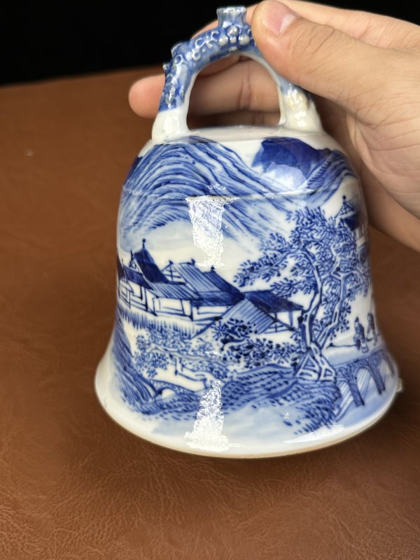 清中期 青花山水人物通景挂钟 - 图5