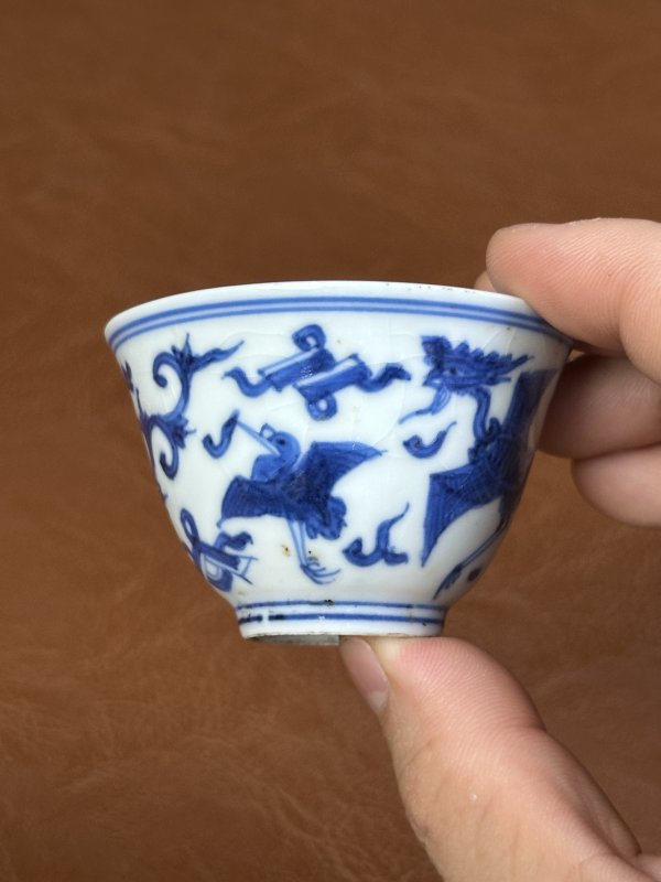 明嘉靖  青花凤纹杯 - 图6