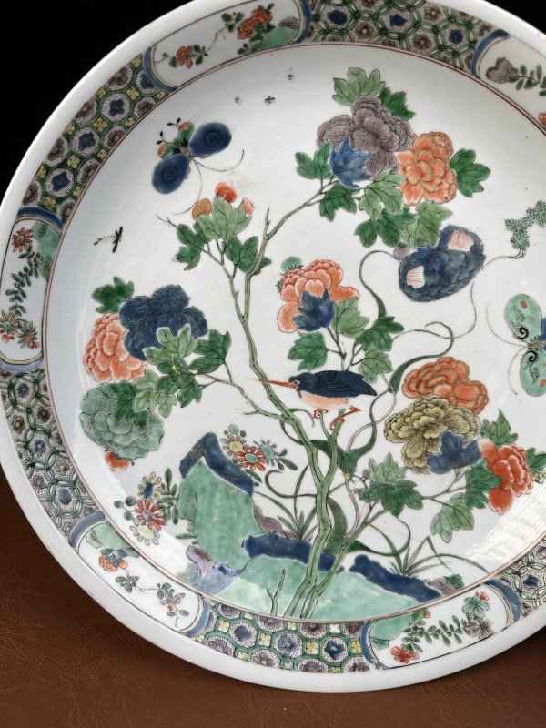 清康熙 五彩花鸟纹大盘 - 图4