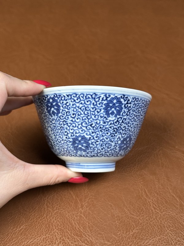 清光绪 青花缠枝花卉纹碗 - 图3