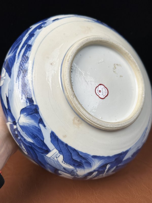 清康熙 青花山水人物图罗汉炉 - 图12