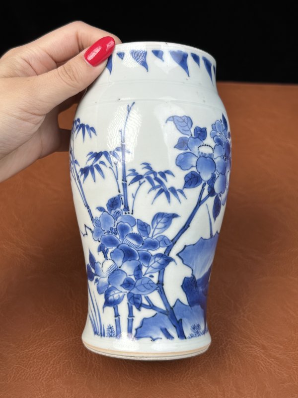 明崇祯 青花花鸟纹莲子罐 - 图14