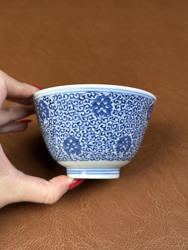 清光绪 青花缠枝花卉纹碗 - 图4