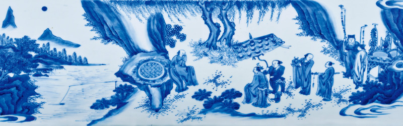 明崇祯 青花文王访贤莲子罐 - 图2