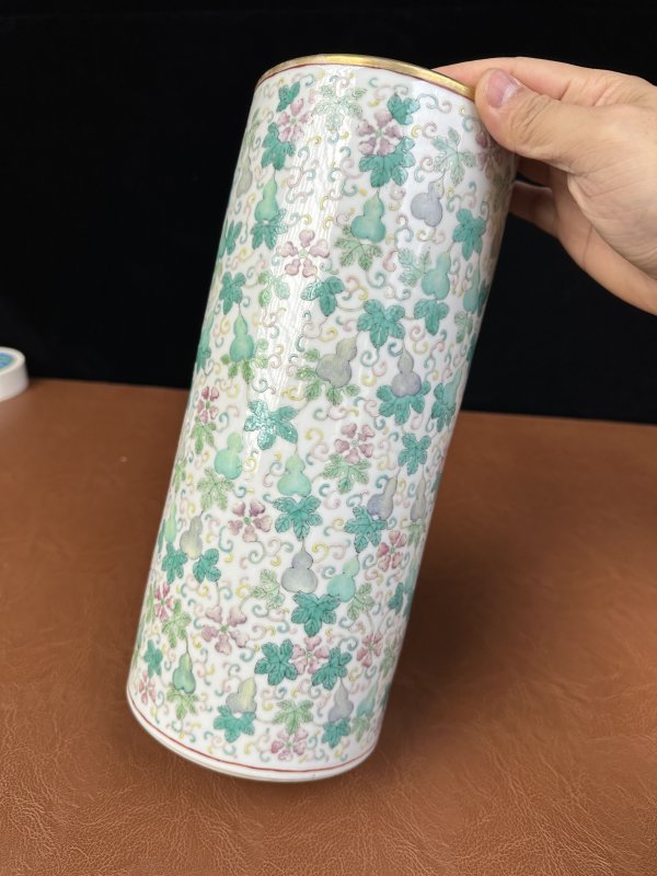 清光绪 粉彩福禄万代帽筒 - 图5