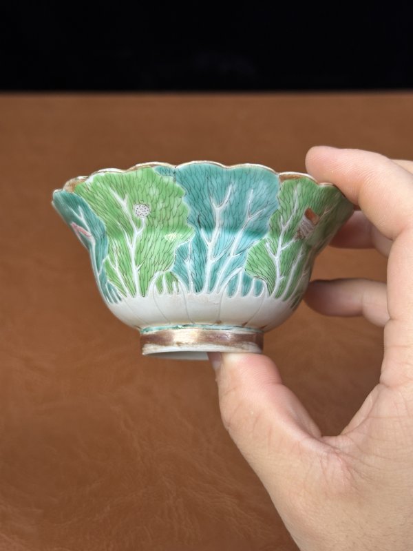 清嘉庆 粉彩百财花口杯 - 图5