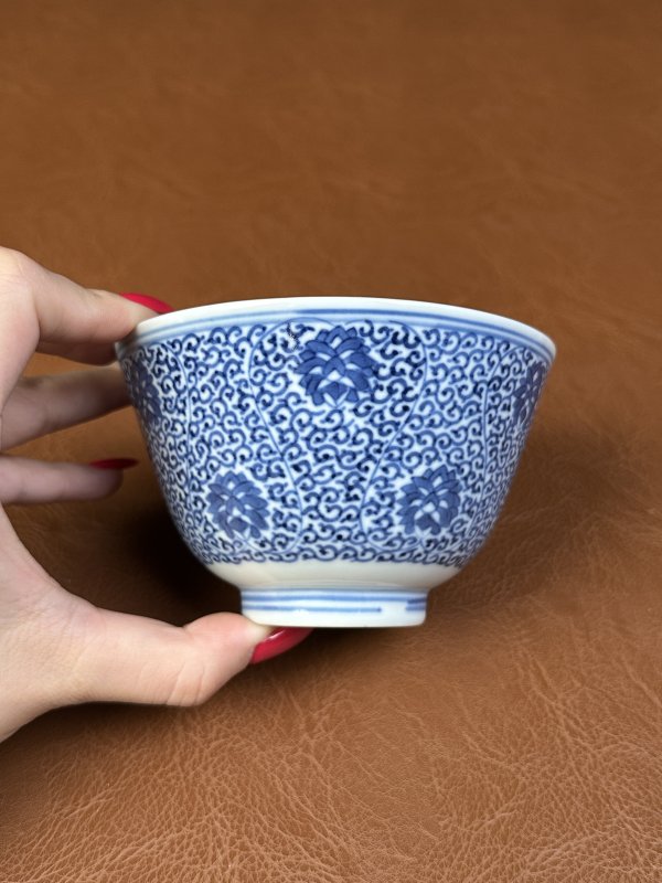 清光绪 青花缠枝花卉纹碗 - 图5
