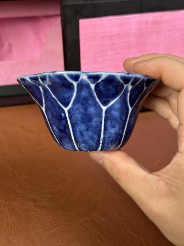 清中期 青花荷叶杯 - 图3
