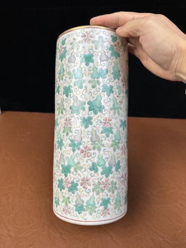 清光绪 粉彩福禄万代帽筒 - 图6