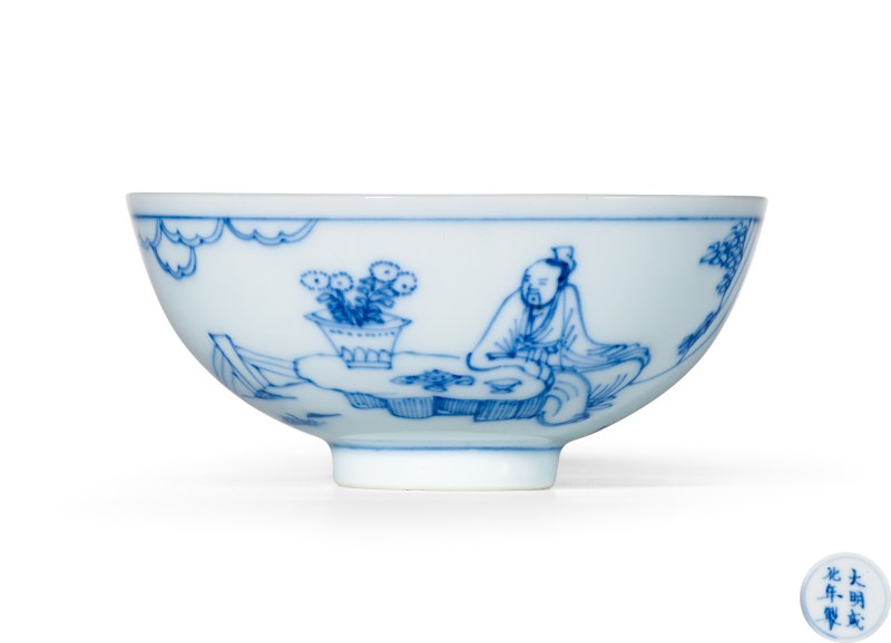 清雍正 青花高士人物茶园