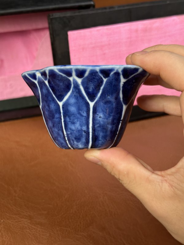 清中期 青花荷叶杯 - 图4