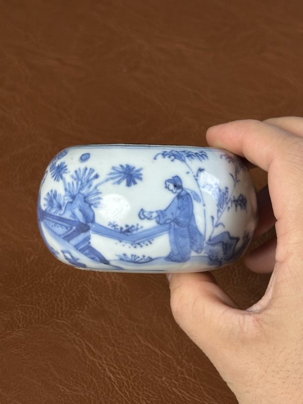 明 青花人物故事水盂 - 图4