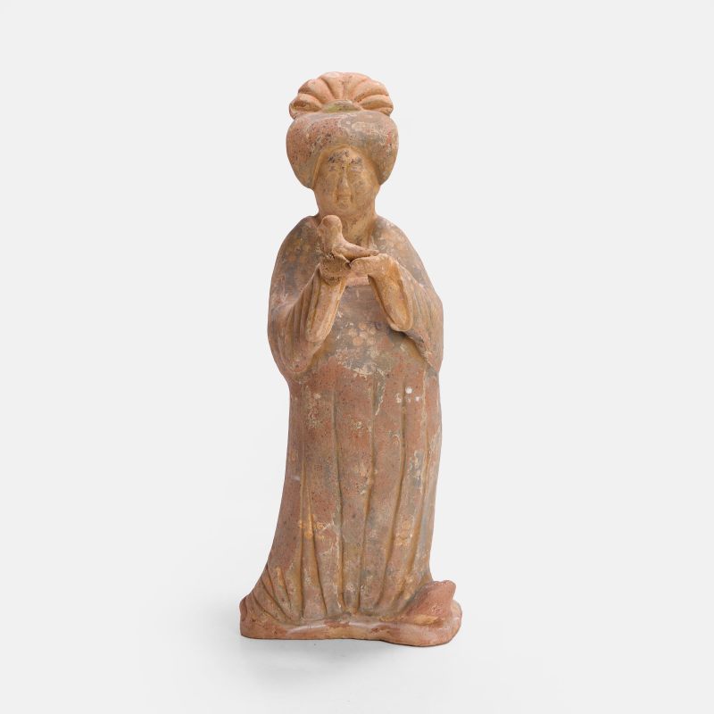 唐或更晚 陶彩绘仕女 | A Chinese pottery figure Tang dynasty or later, of a court lady