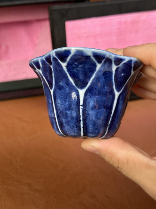清中期 青花荷叶杯 - 图5