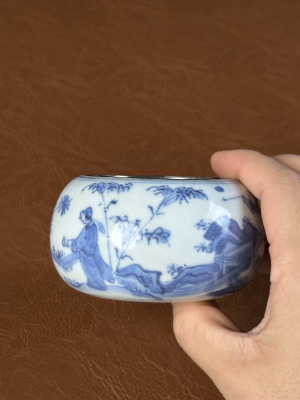 明 青花人物故事水盂 - 图5