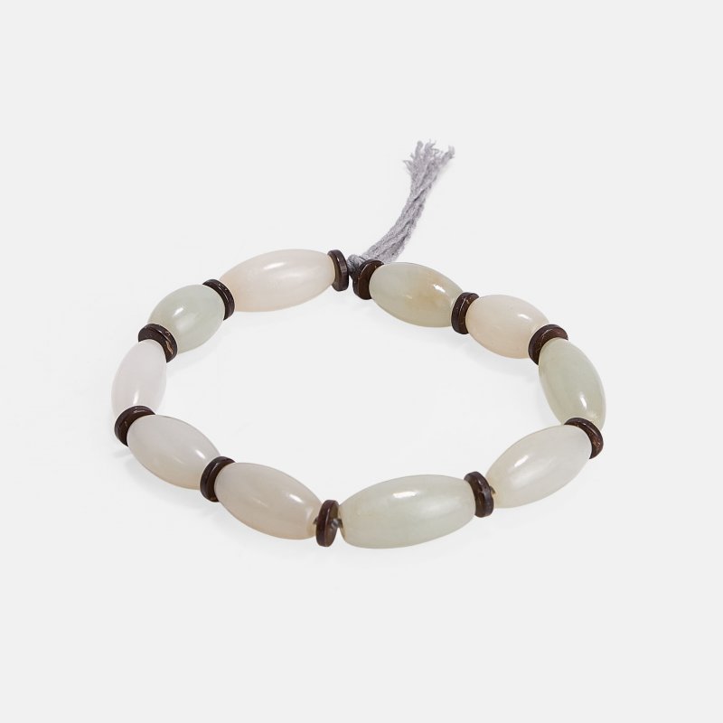 清 白玉手串 | A Chinese jade bracelet Qing dynasty (1644-1911), each bead of ovoid form - 图2