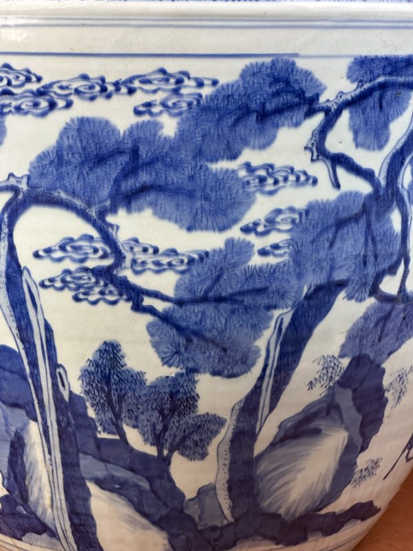 清康熙 青花鹤鹿同春纹大缸 - 图7