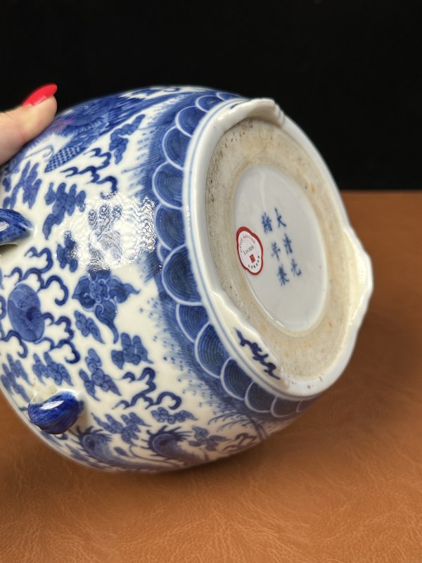 清光绪 青花云凤纹温锅 - 图10