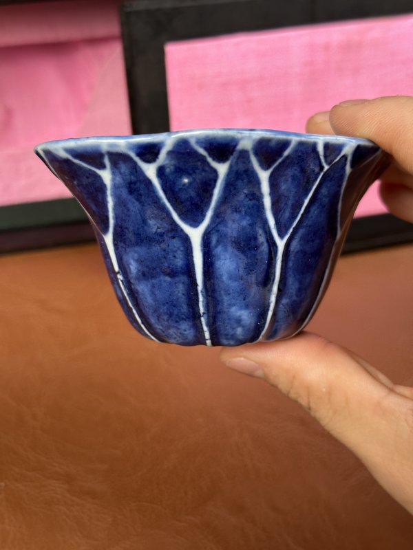 清中期 青花荷叶杯 - 图6