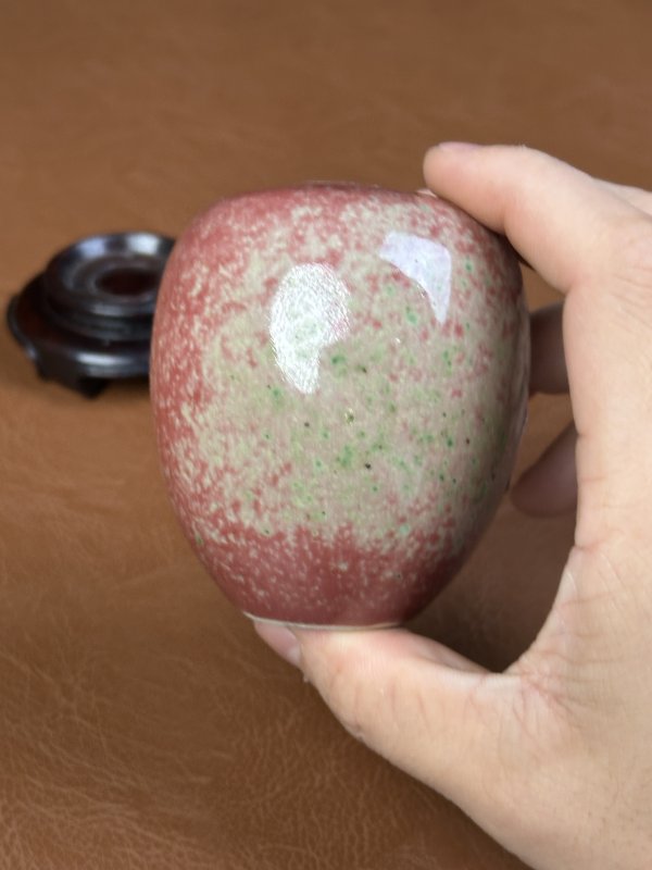 清晚期 豇豆红蛋形水盂 - 图5