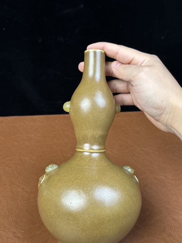 清道光 茶叶末釉葫芦瓶 - 图5