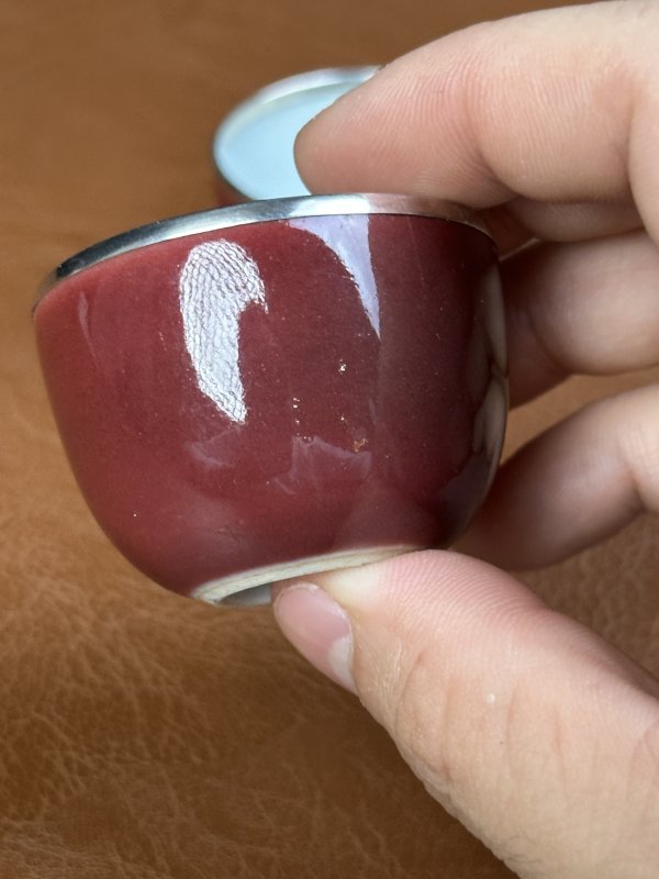 清乾隆 祭红釉卧足杯一对 - 图13