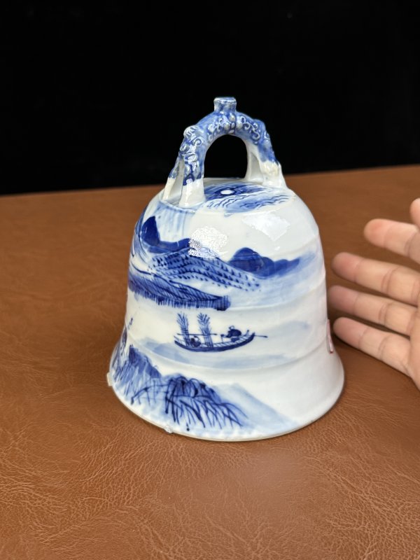 清中期 青花山水人物通景挂钟 - 图11