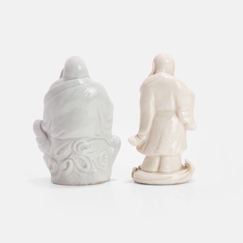 清 德化窑白釉布袋像 一组两件 | Two Chinese blanc de Chine figures Qing dynasty (1644-1911), of Budai