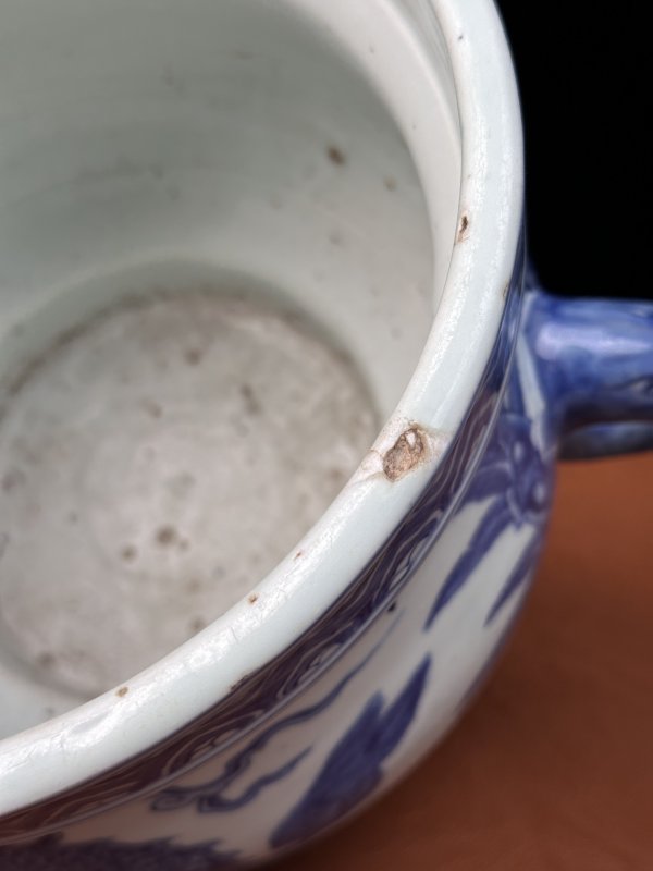 明嘉靖  青花仙瑞麒麟纹双象耳炉 - 图19
