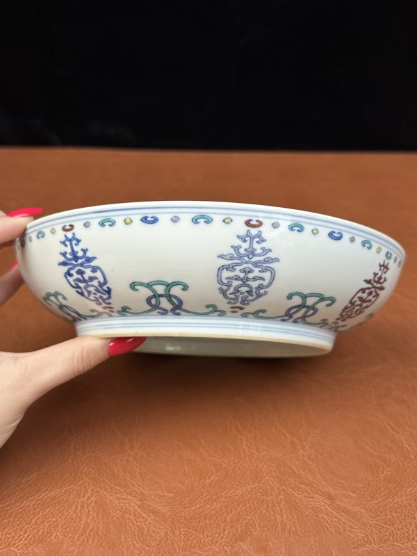 清乾隆 斗彩忍冬纹盘 - 图6