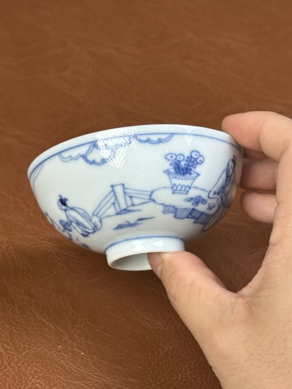 清雍正 青花高士人物茶园 - 图4