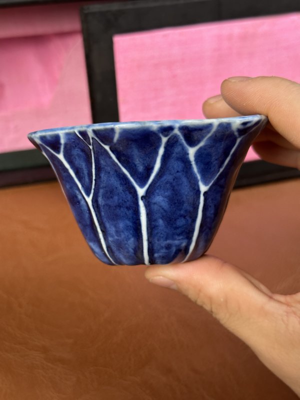 清中期 青花荷叶杯 - 图7