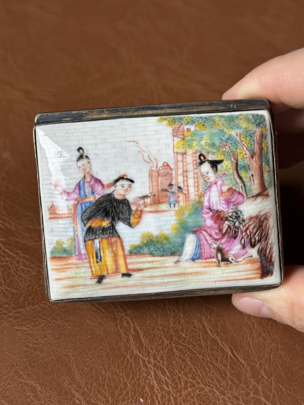 清乾隆 广法郎彩人物手盒 - 图10