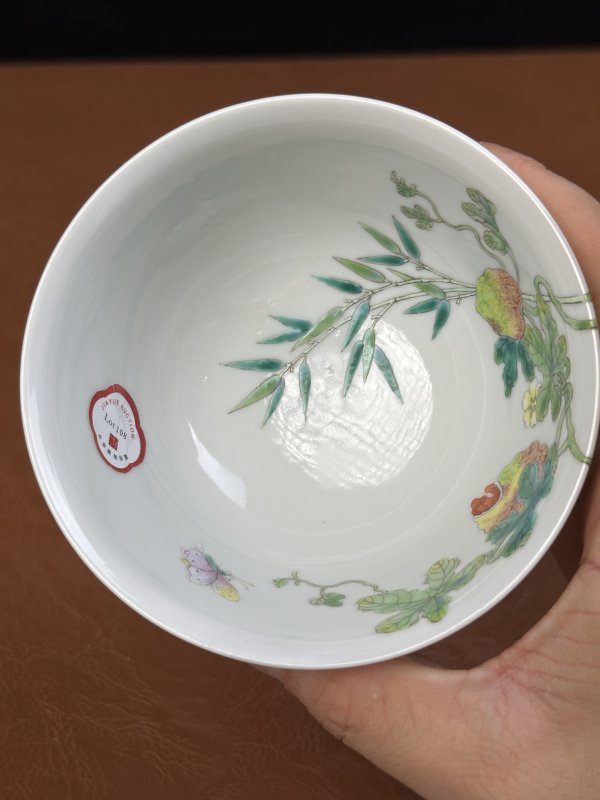 清嘉庆 粉彩过枝癞瓜纹茶园 - 图12
