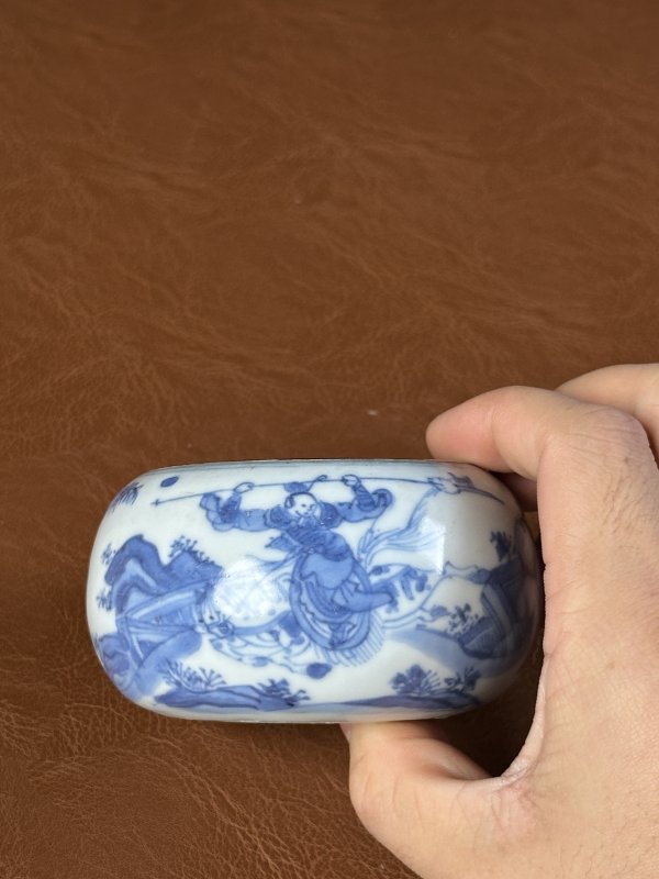 明 青花人物故事水盂 - 图7