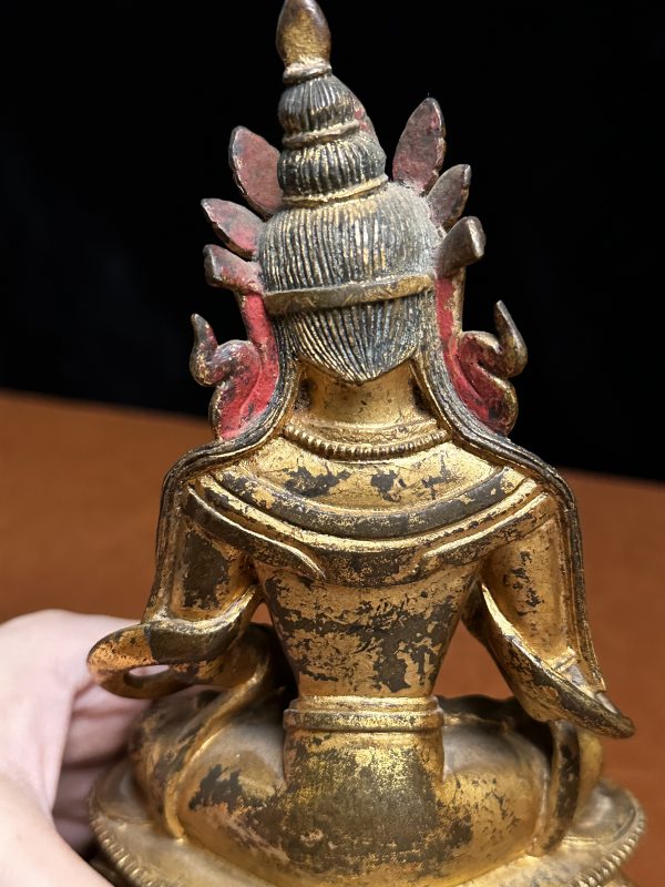十七世纪 铜鎏金财宝天王坐像 - 图7