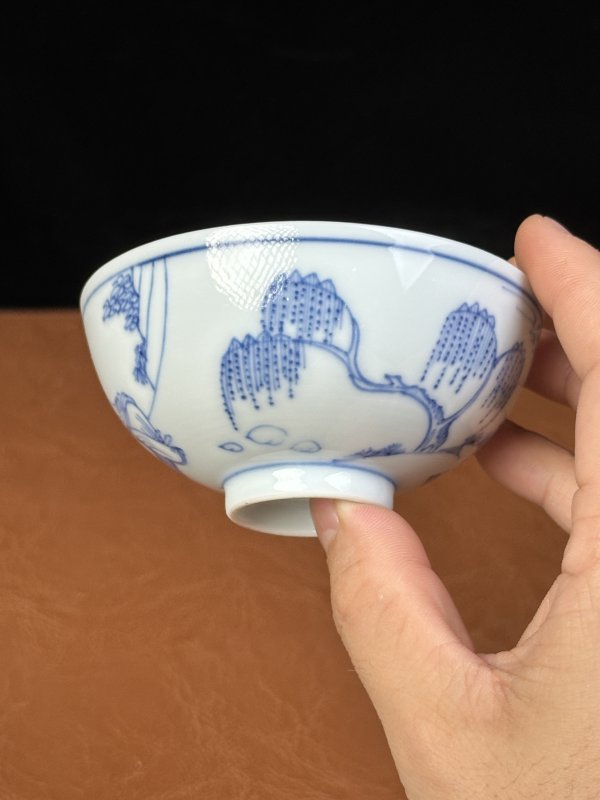 清雍正 青花高士人物茶园 - 图6