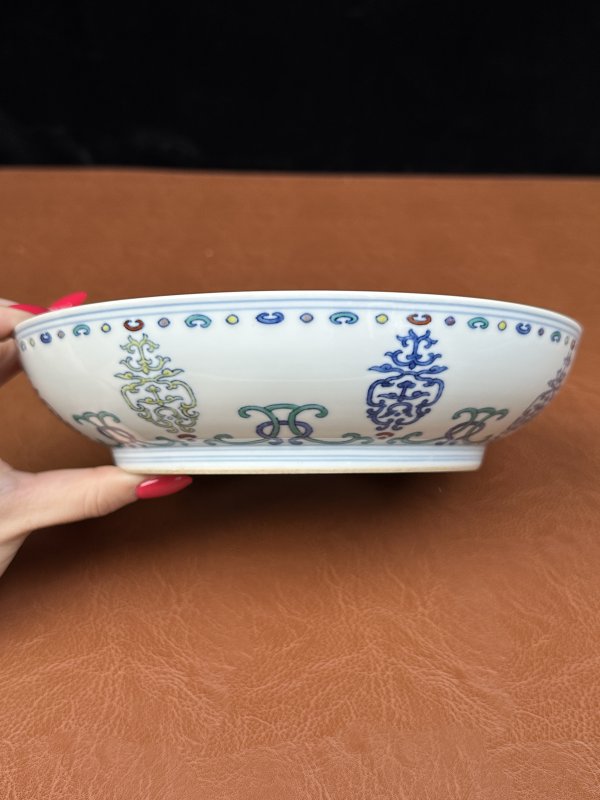 清乾隆 斗彩忍冬纹盘 - 图8