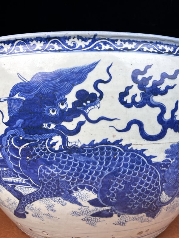明嘉靖  青花威凤祥麟元宝缸 - 图6