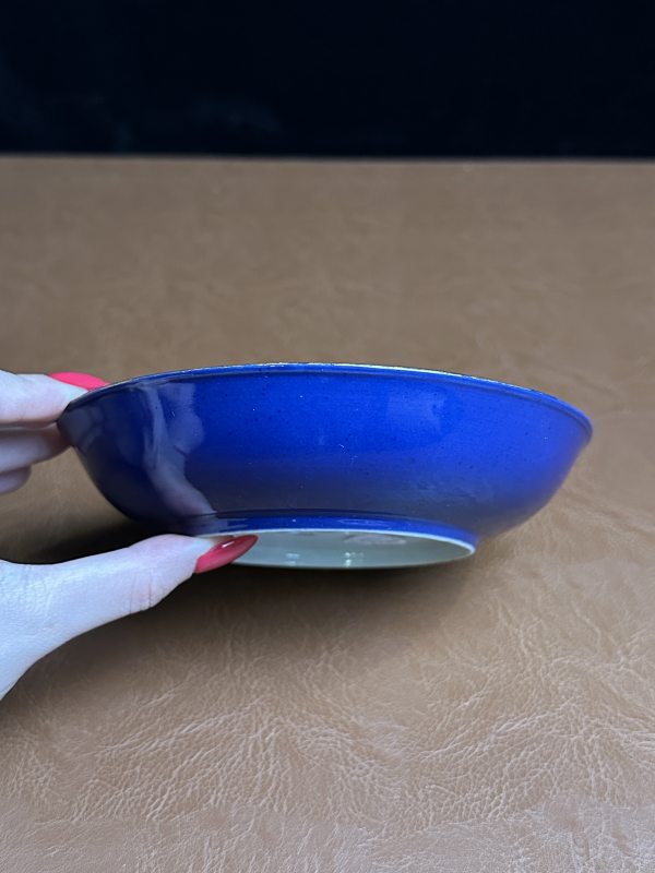 清光绪 霁蓝釉描金团龙纹盘一对 - 图10