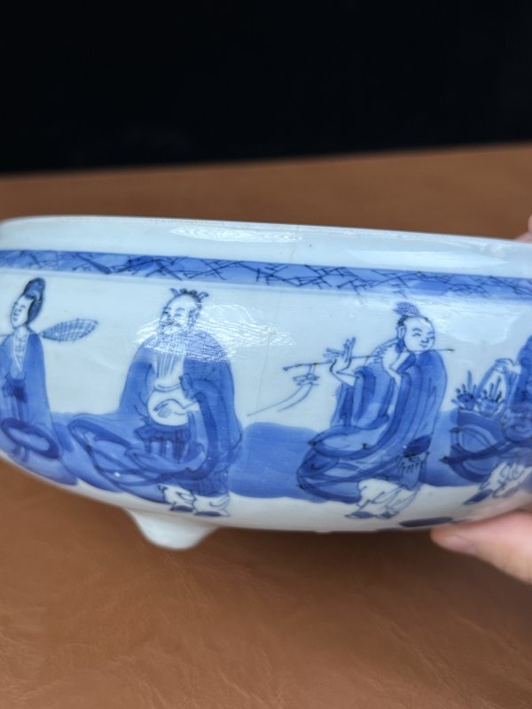 清康熙 青花人物八仙钵式香炉 - 图15