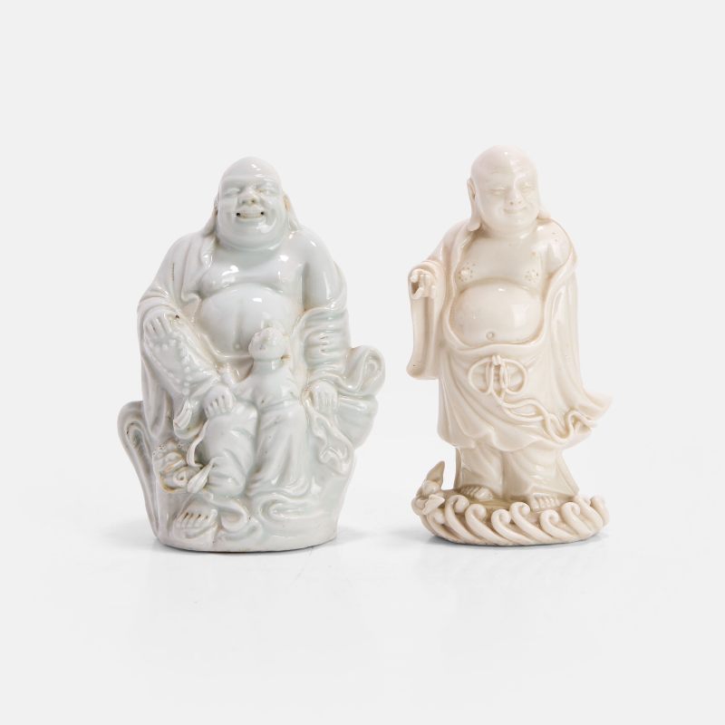 清 德化窑白釉布袋像 一组两件 | Two Chinese blanc de Chine figures Qing dynasty (1644-1911), of Budai - 图2