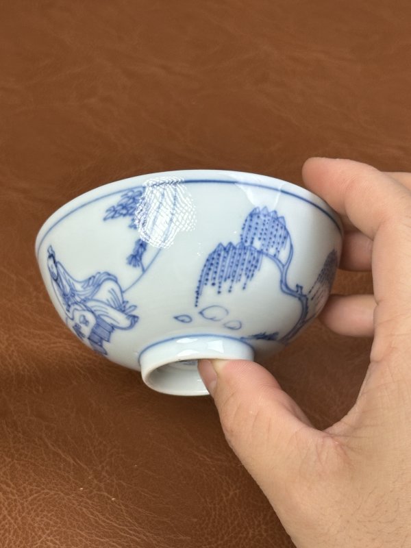 清雍正 青花高士人物茶园 - 图7