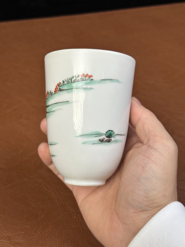 清康熙 五彩人物仰钟杯 - 图7