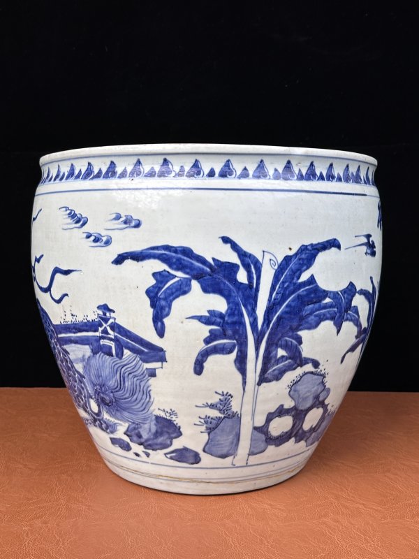 清顺治 青花麒麟纹大缸 - 图5